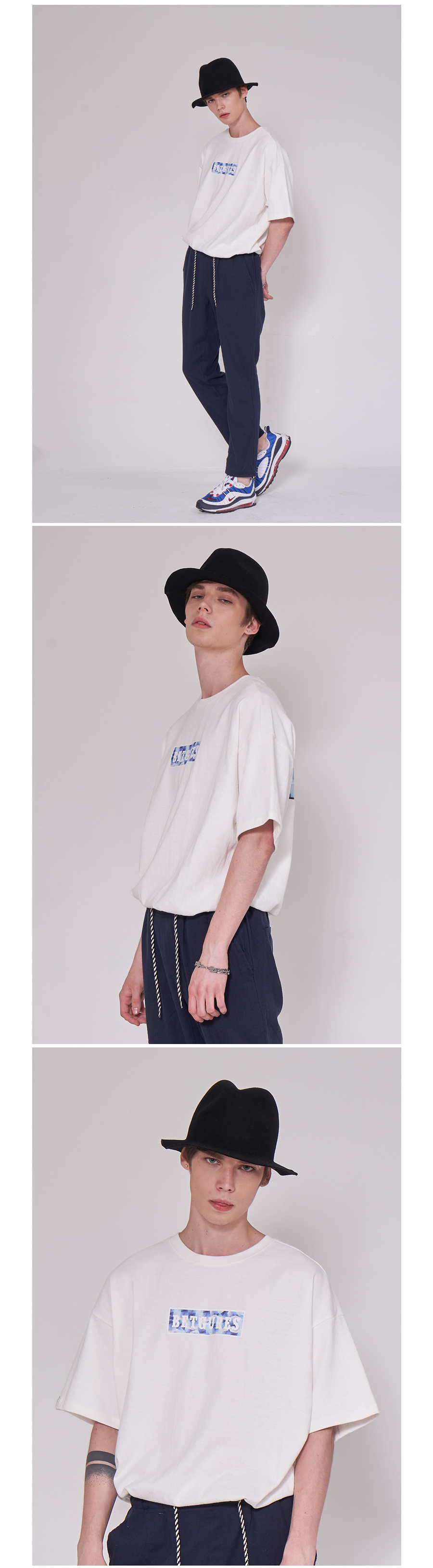벳규어스(BETGURES) [UNISEX] 10수 십자가 트임 반팔티 백색