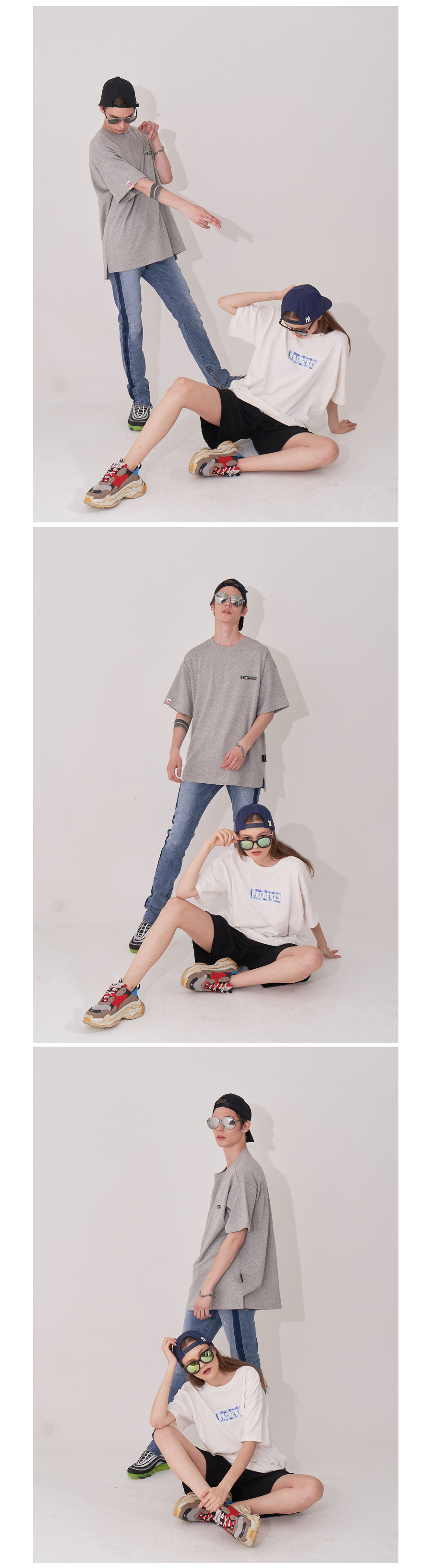 벳규어스(BETGURES) [UNISEX] 10수 십자가 트임 반팔티 백색