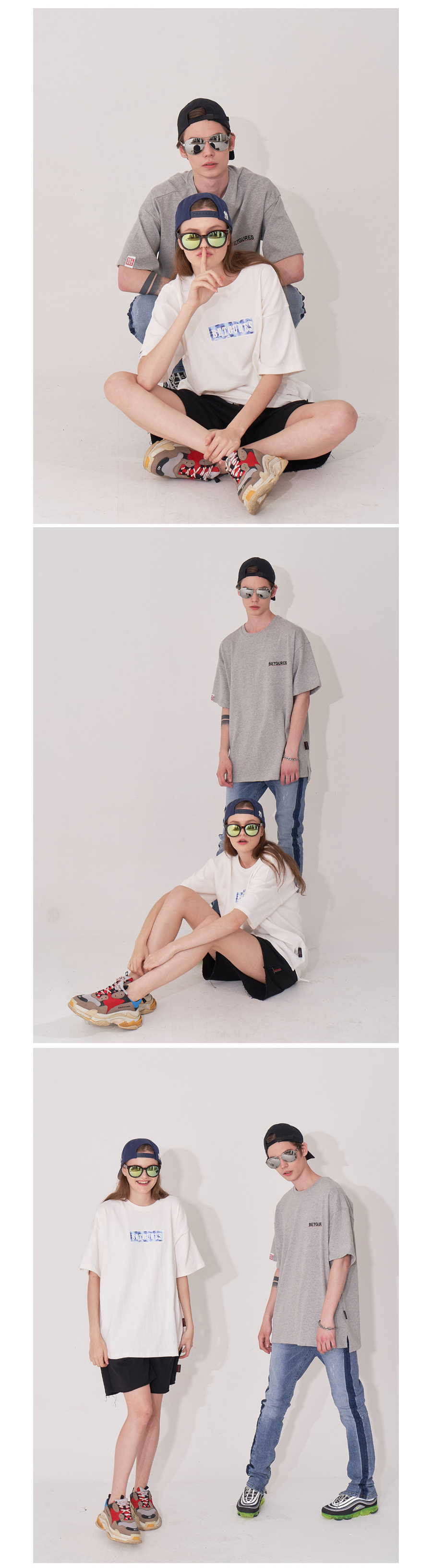 벳규어스(BETGURES) [UNISEX] 10수 십자가 트임 반팔티 백색