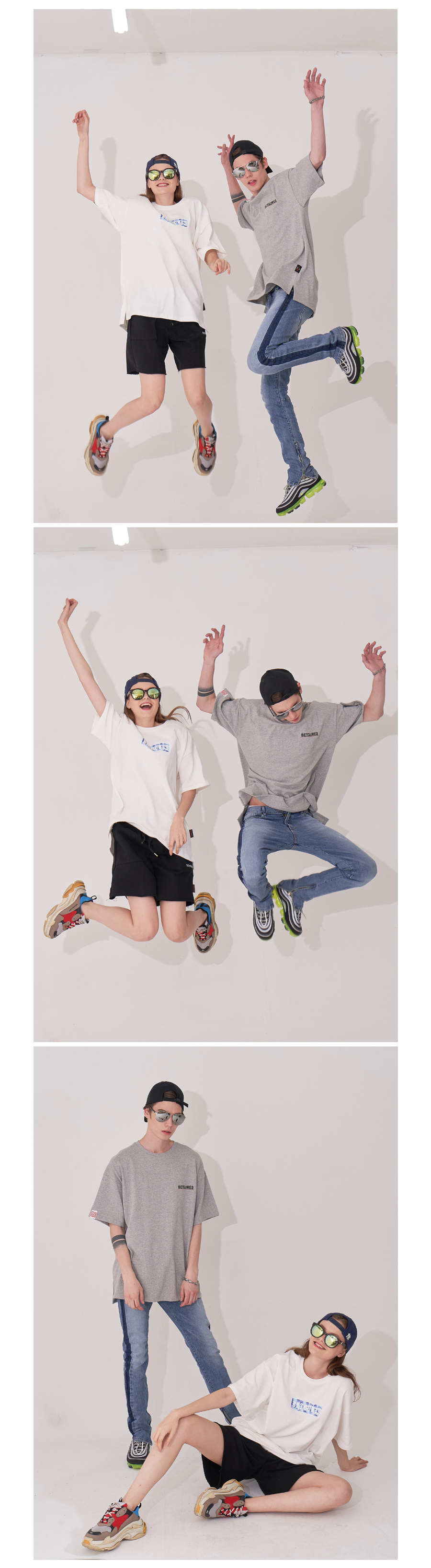 벳규어스(BETGURES) [UNISEX] 10수 십자가 트임 반팔티 백색