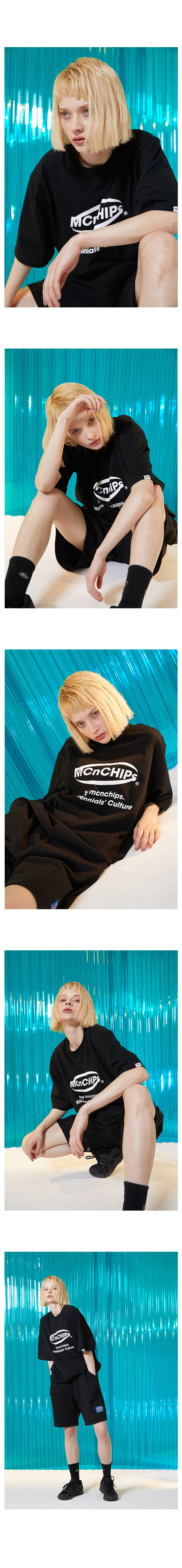 맥앤칩스(MCNCHIPS) 빅 스퀘어 로고 티셔츠 [블랙]