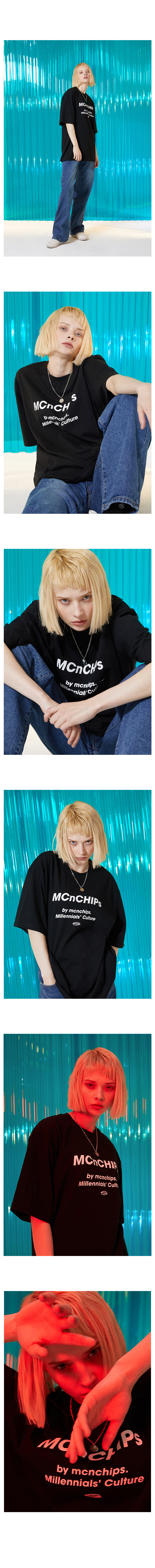 맥앤칩스(MCNCHIPS) 업사이드 다운 로고 티셔츠 [블랙]