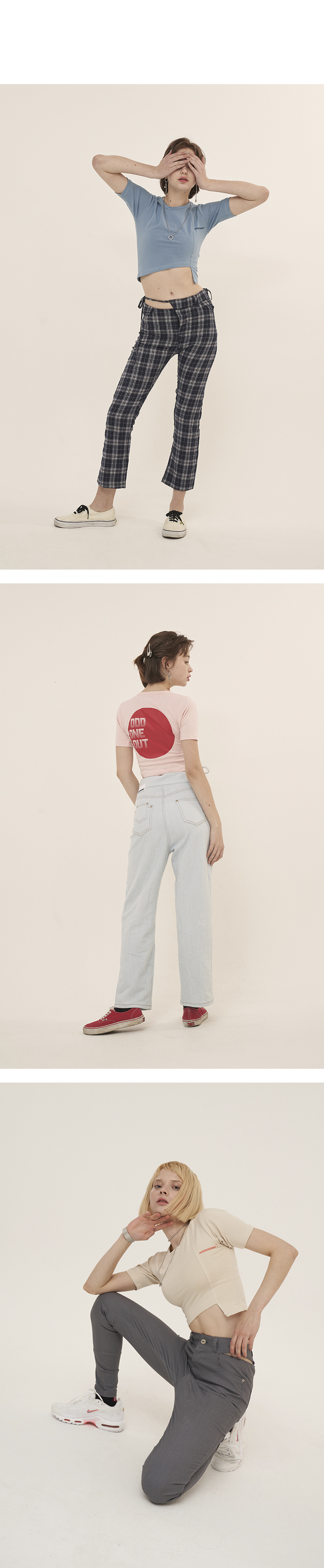 오드원아웃(ODDONEOUT) 써클로고 컷팅 크롭_화이트