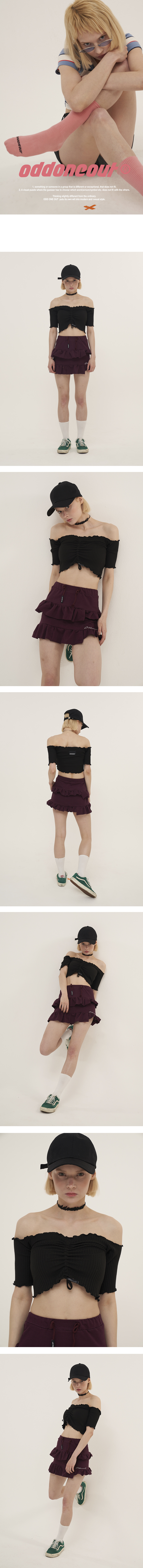 오드원아웃(ODDONEOUT) 웨이브 스트링 오프 숄더_블랙