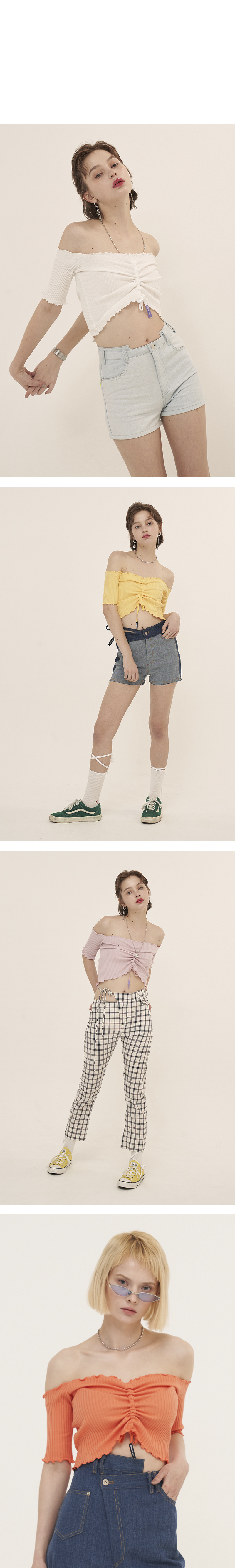 오드원아웃(ODDONEOUT) 웨이브 스트링 오프 숄더_블랙