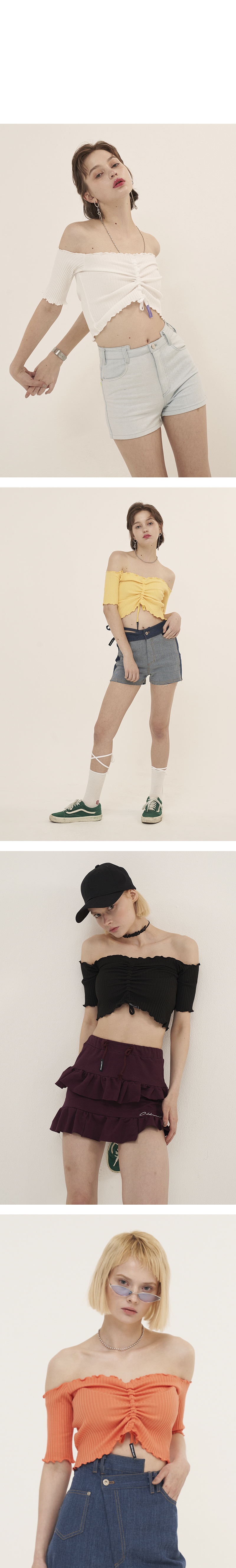 오드원아웃(ODDONEOUT) 웨이브 스트링 오프 숄더_핑크