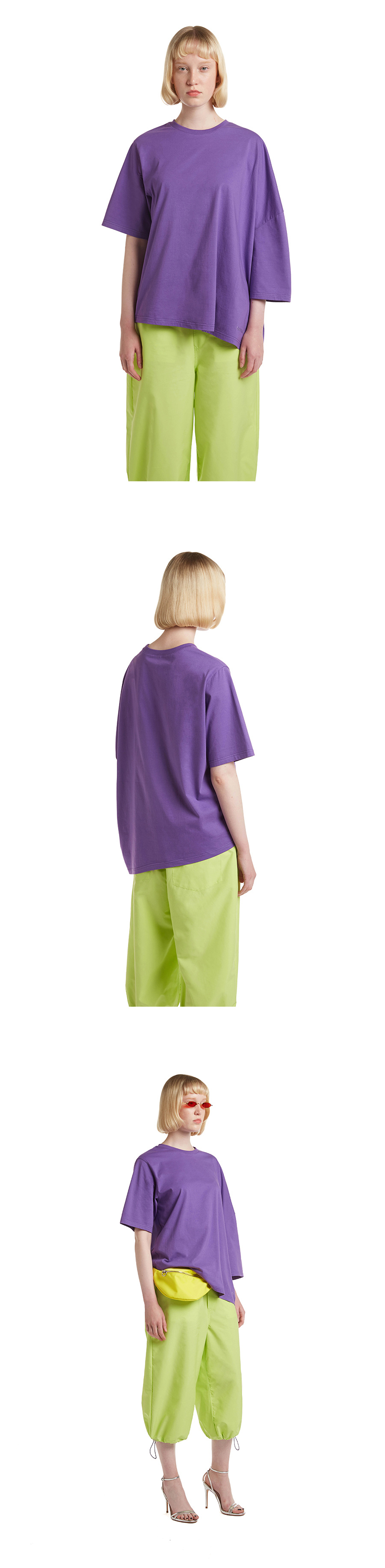 트렁크프로젝트(TRUNK PROJECT) 언발란스 슬리브 티셔츠_ 퍼플