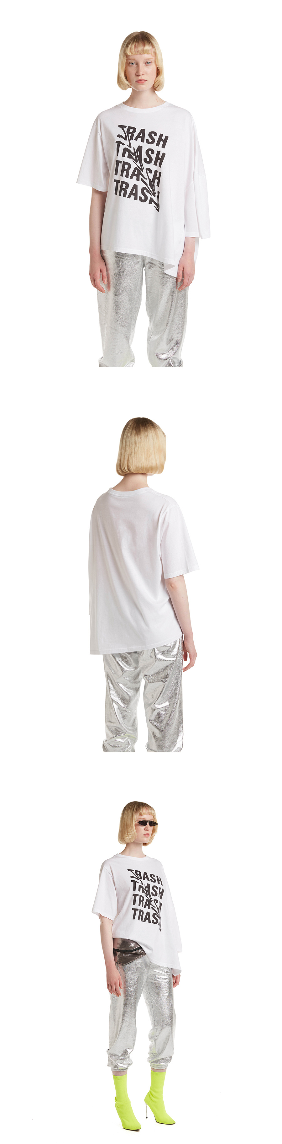 트렁크프로젝트(TRUNK PROJECT) 언발란스 슬리브 티셔츠_ 화이트