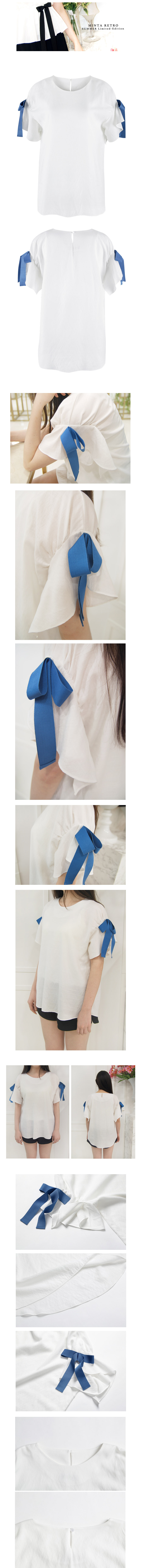 민타레트로(MINTA RETRO) Lenny Blue Ribbon White T