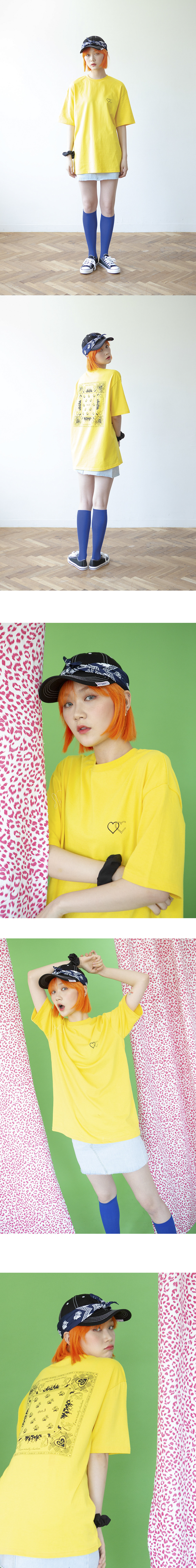 옥토버써드(OCT.3) 하트 반다나 티셔츠 [옐로우]