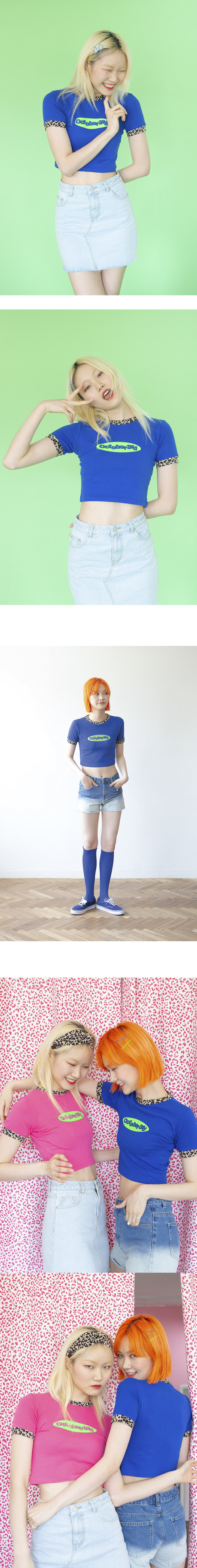 옥토버써드(OCT.3) 클루리스 호피 크롭탑 [블루]