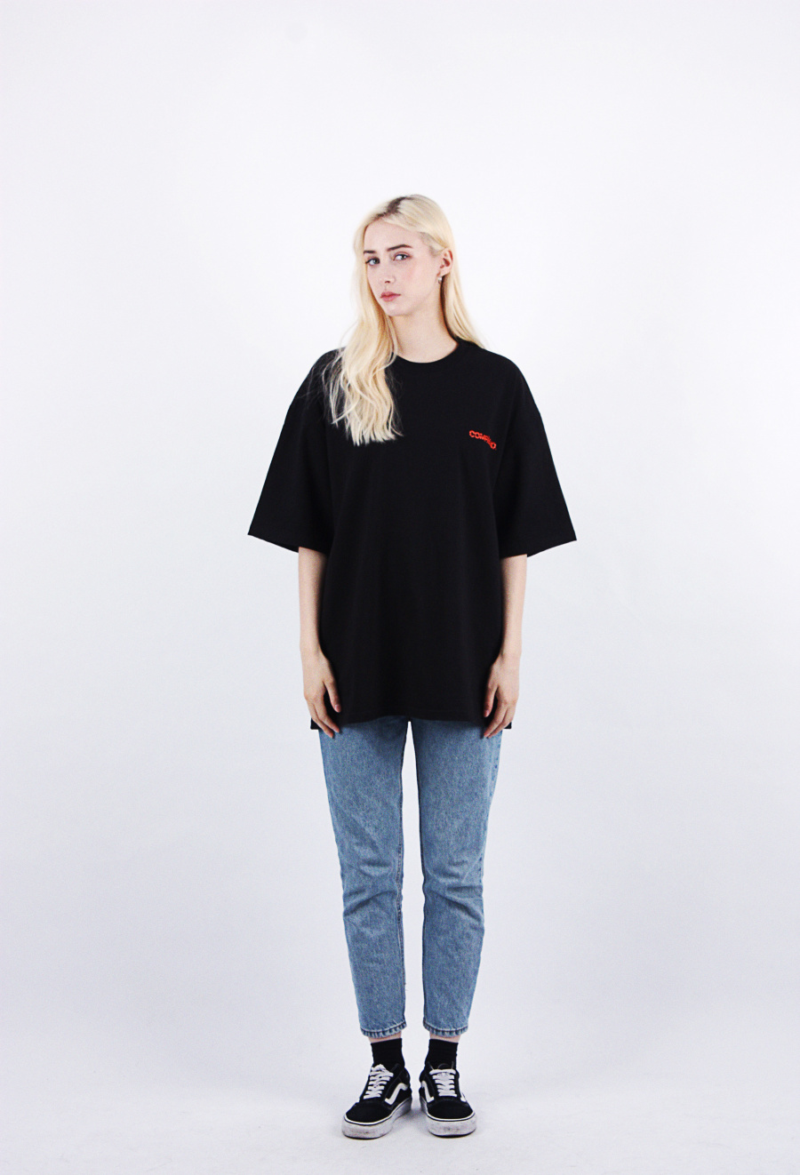 꼼파뇨(COMPAGNO) [16수] 헤비 오버핏 썸머스키 반팔 블랙