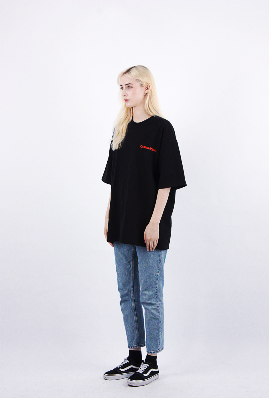 꼼파뇨(COMPAGNO) [16수] 헤비 오버핏 썸머스키 반팔 블랙
