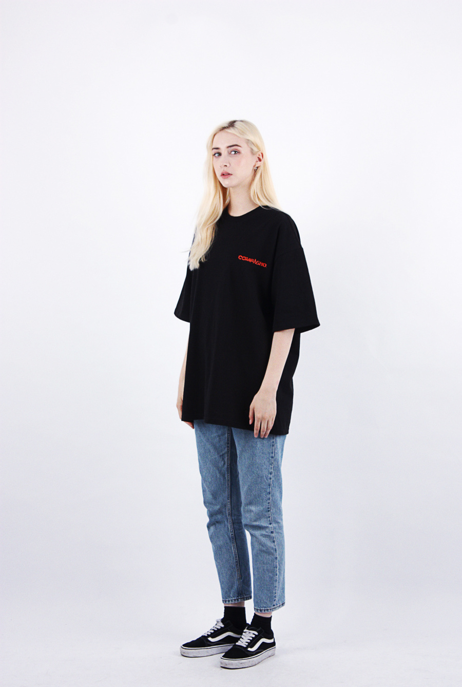 꼼파뇨(COMPAGNO) [16수] 헤비 오버핏 썸머스키 반팔 블랙