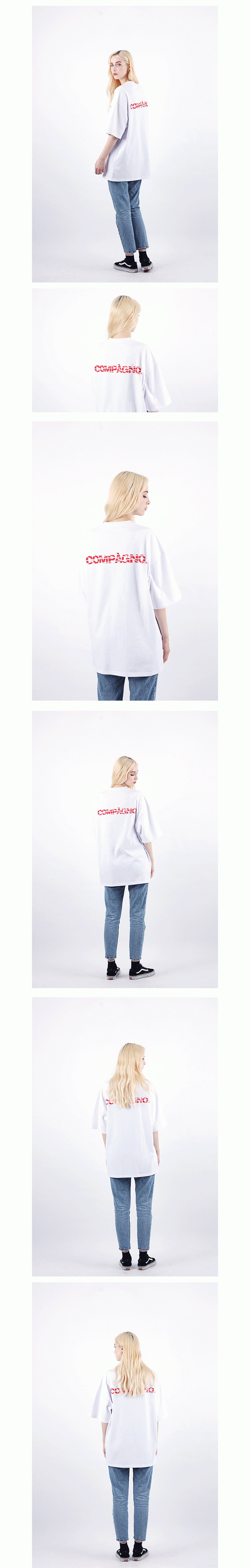 꼼파뇨(COMPAGNO) [16수] 헤비 오버핏 스크레치 로고R 화이트