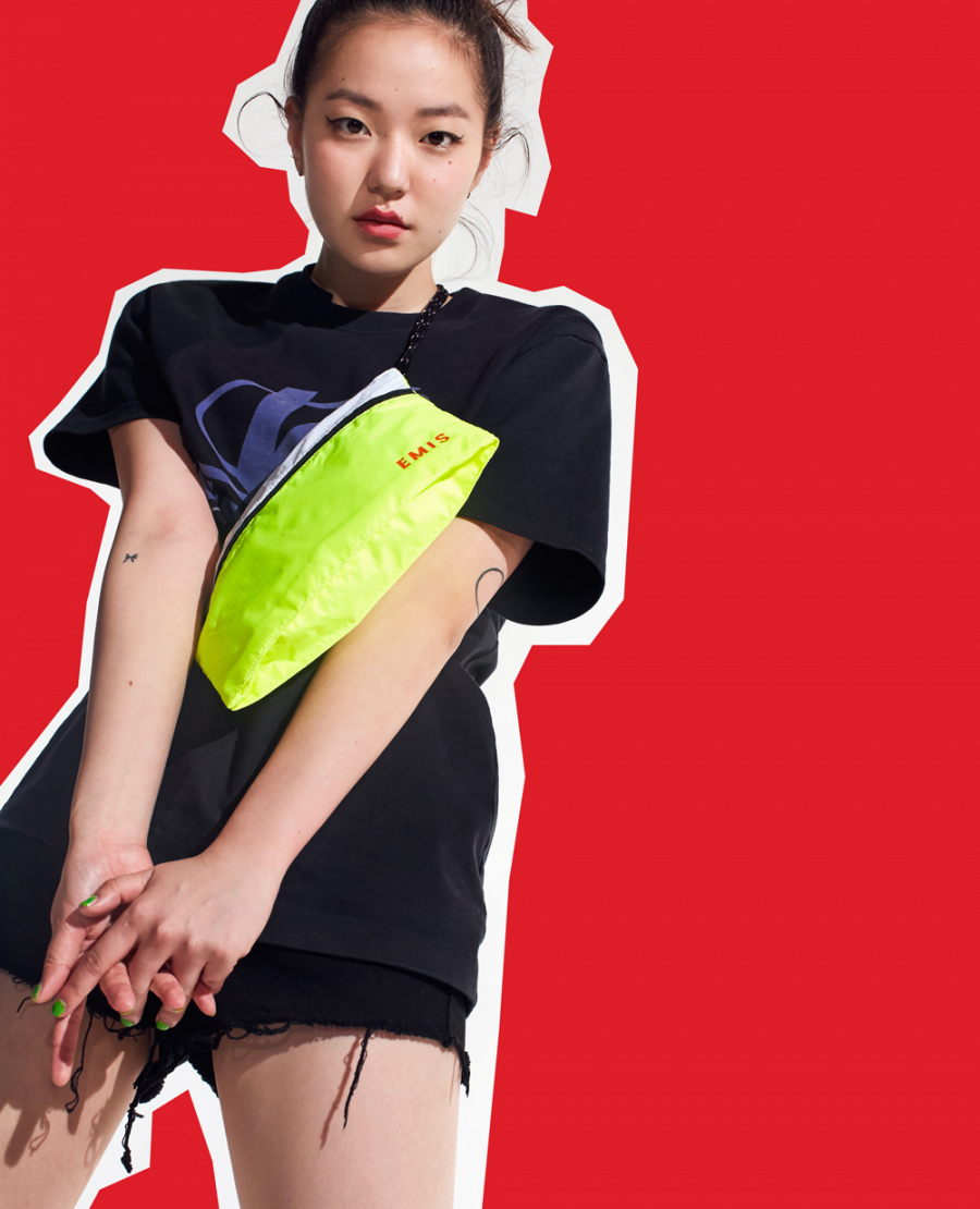 이미스(EMIS) 네온 미니백 옐로우/화이트