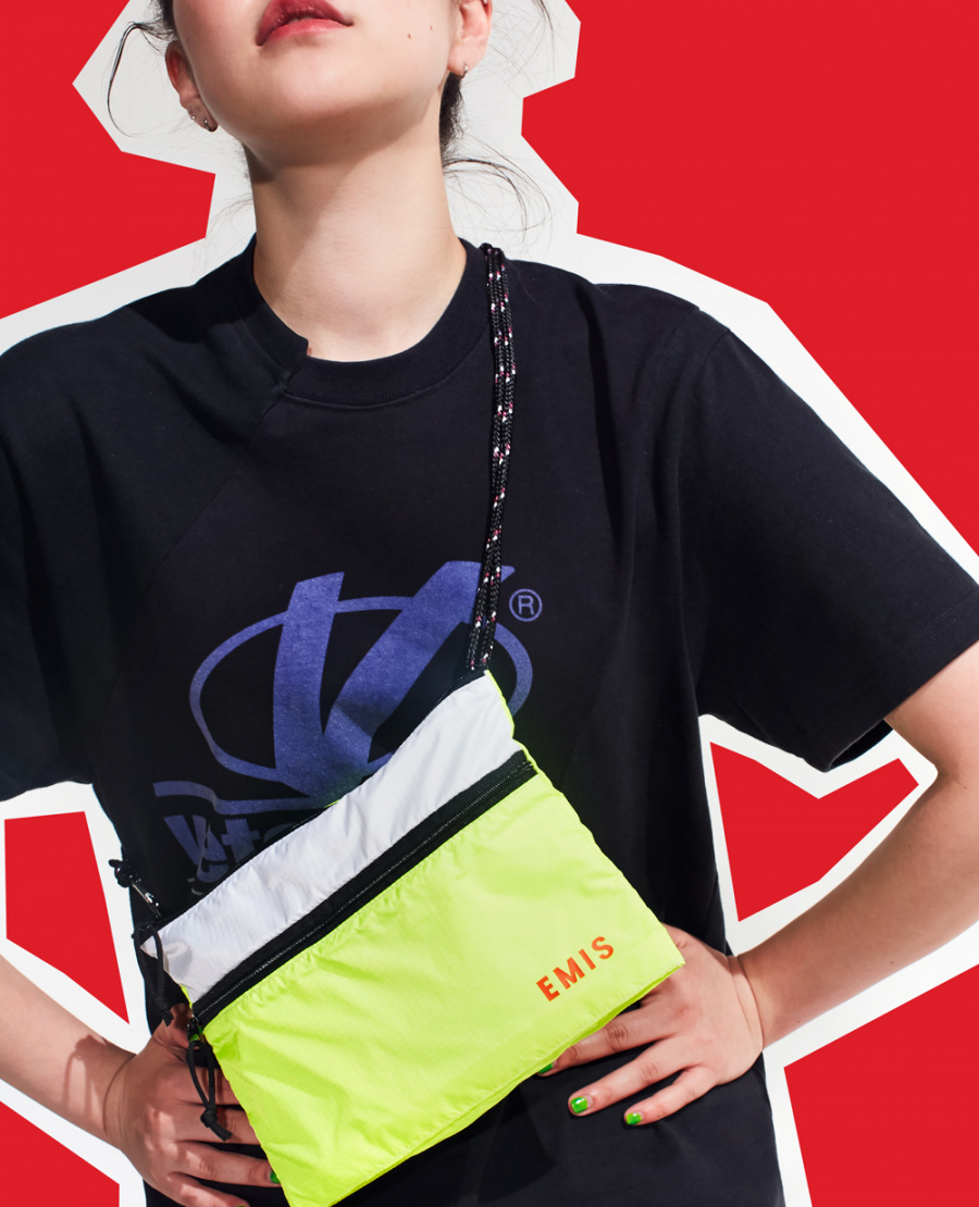 이미스(EMIS) 네온 미니백 옐로우/화이트