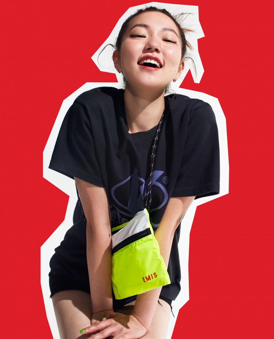 이미스(EMIS) 네온 미니백 옐로우/화이트