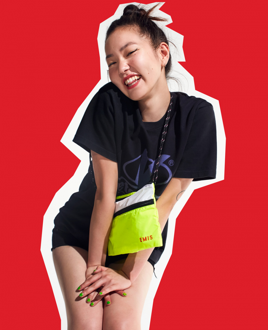 이미스(EMIS) 네온 미니백 옐로우/화이트