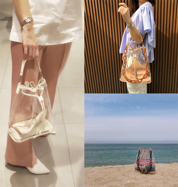 메르켄(MERKEN) SEE THROUGH BAG - Pink Beige
