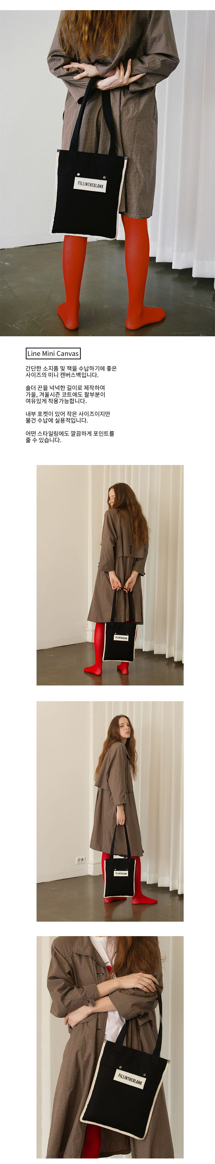 필인더블랭크(FILLINTHEBLANK) LINE MINI CANVAS BAG (BK)
