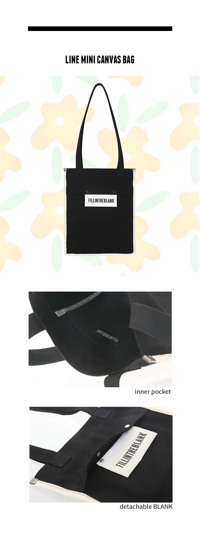 필인더블랭크(FILLINTHEBLANK) LINE MINI CANVAS BAG (BK)
