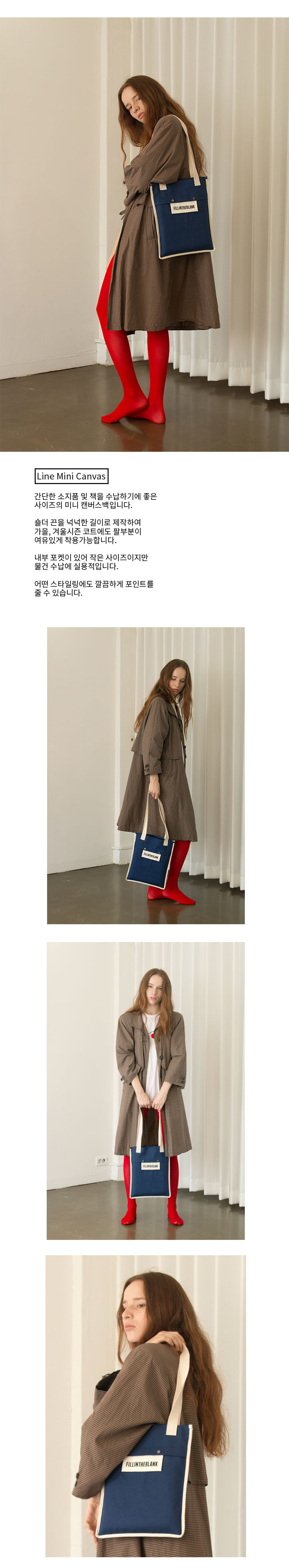 필인더블랭크(FILLINTHEBLANK) LINE MINI CANVAS BAG (BL)