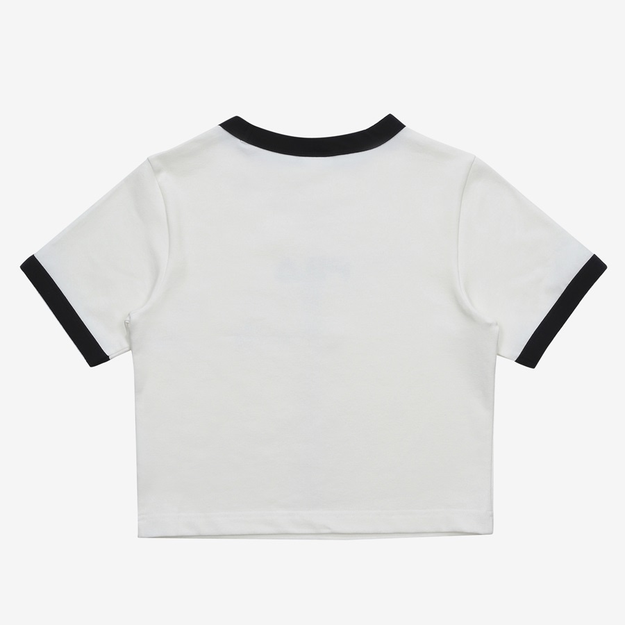 휠라(FILA) 슬림핏 크롭 티셔츠(FS2RSA2156FOWH)