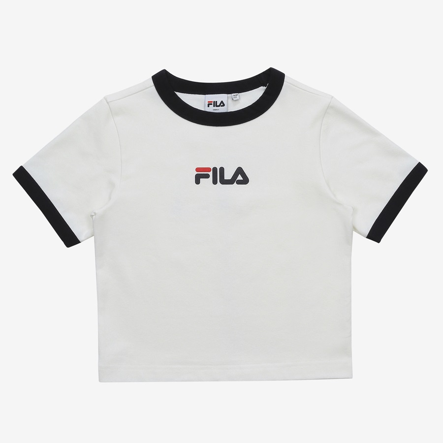 휠라(FILA) 슬림핏 크롭 티셔츠(FS2RSA2156FOWH)