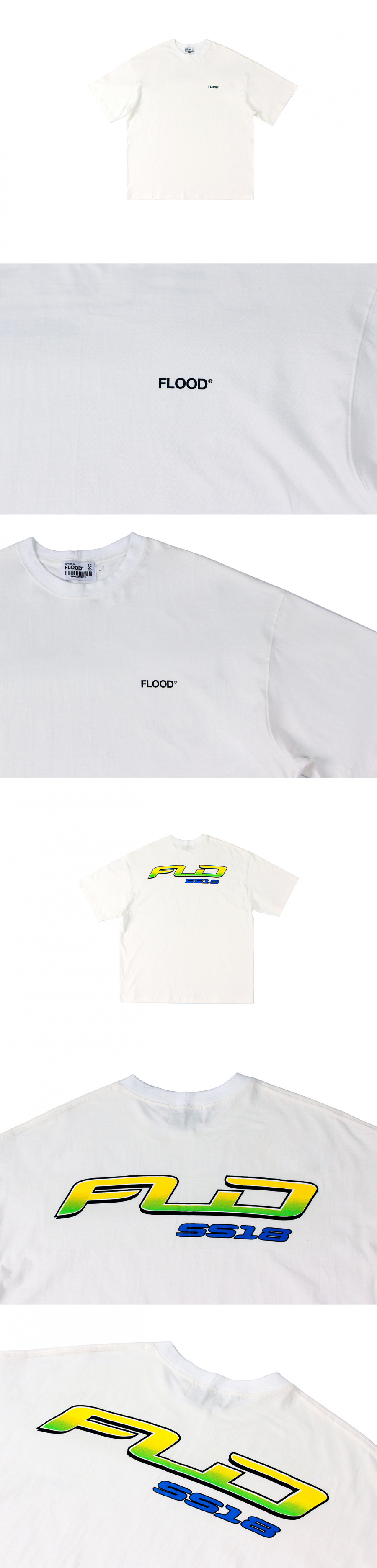 플러드(FLOOD) FLD SS18 RACING LOGO T-SHIRTS / OFF WHITE