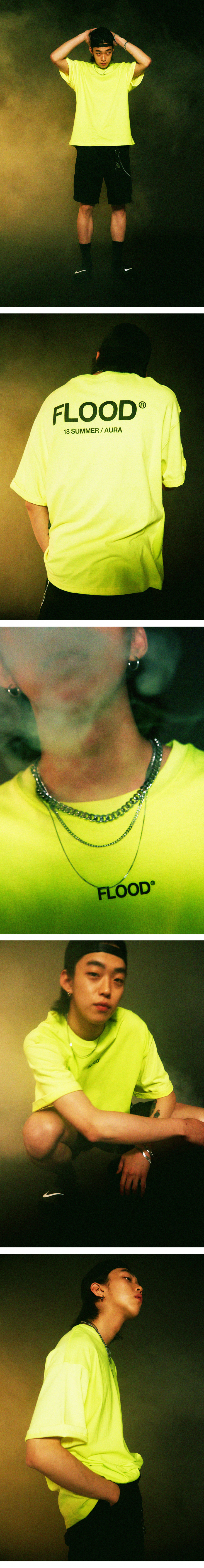 플러드(FLOOD) SEASON LOGO T-SHIRTS / NEON YELLOW