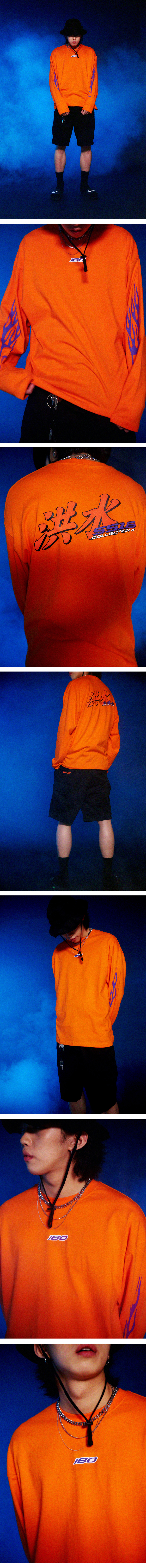 플러드(FLOOD) 洪水 SS18 COLLECTION II LOGO LONG SLEEVE / ORANGE