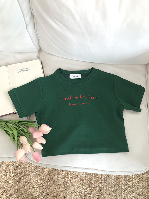 아타르(ATAR) 론드헤 반팔 크롭탑 티셔츠 그린