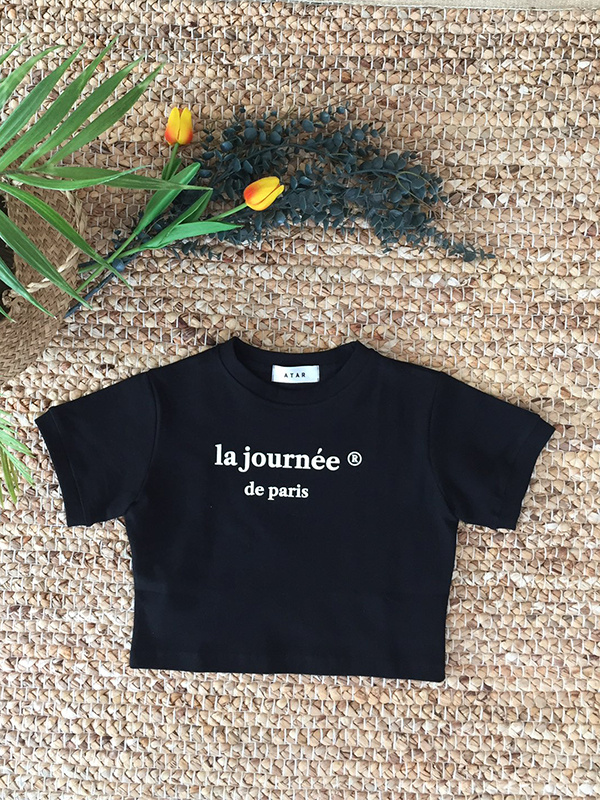 아타르(ATAR) 라 쥬흐네 반팔 크롭탑 티셔츠 블랙