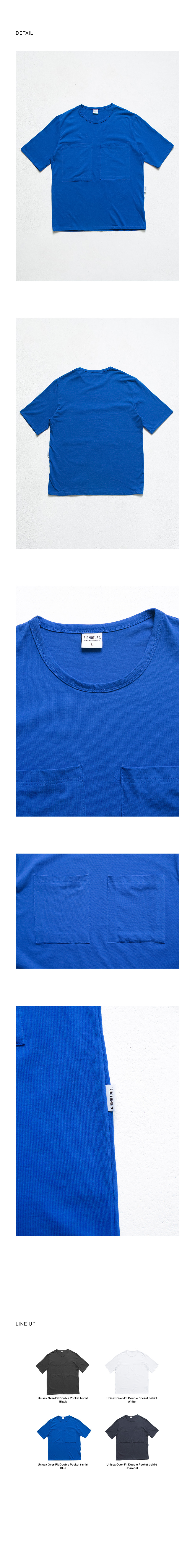 시그니처(SIGNATURE) 유니섹스 오버핏 더블 포켓 티셔츠 [파랑]
