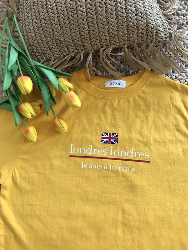 아타르(ATAR) 컬러 잉글랜드 오버핏 반팔 옐로우