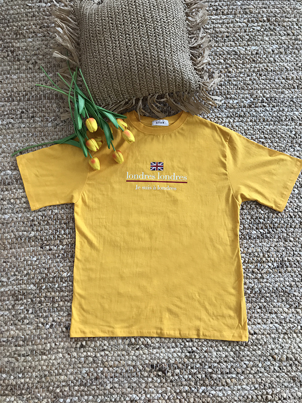 아타르(ATAR) 컬러 잉글랜드 오버핏 반팔 옐로우