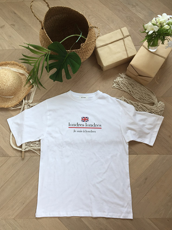 아타르(ATAR) 컬러 잉글랜드 오버핏 반팔 화이트