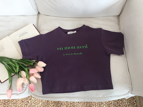 아타르(ATAR) 에브릴 반팔 크롭탑 퍼플