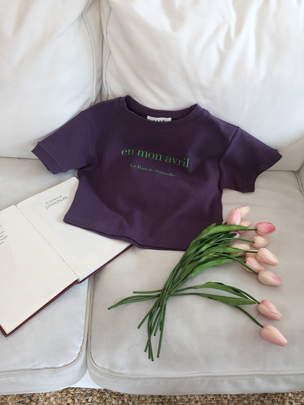 아타르(ATAR) 에브릴 반팔 크롭탑 퍼플