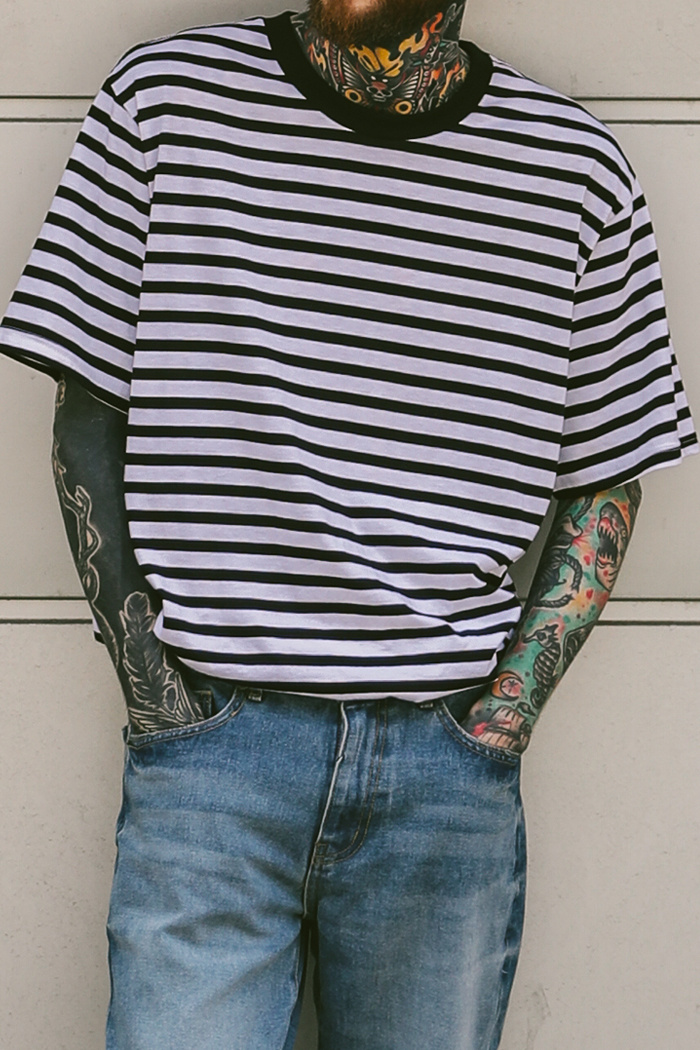 테이크이지(TAKEASY) LAYERED OVERFIT TEE (STRIPE)