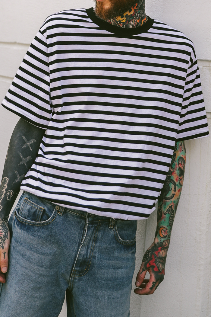 테이크이지(TAKEASY) LAYERED OVERFIT TEE (STRIPE)