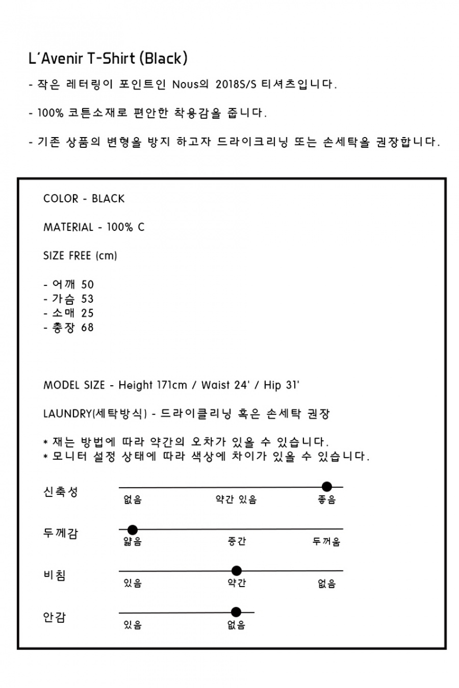 누(NOUS) L’Avenir T-Shirt (Black)