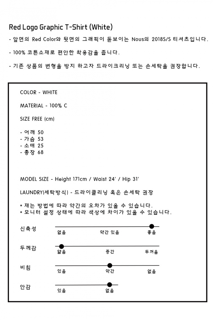 누(NOUS) Red Logo Graphic T-Shirt (White)