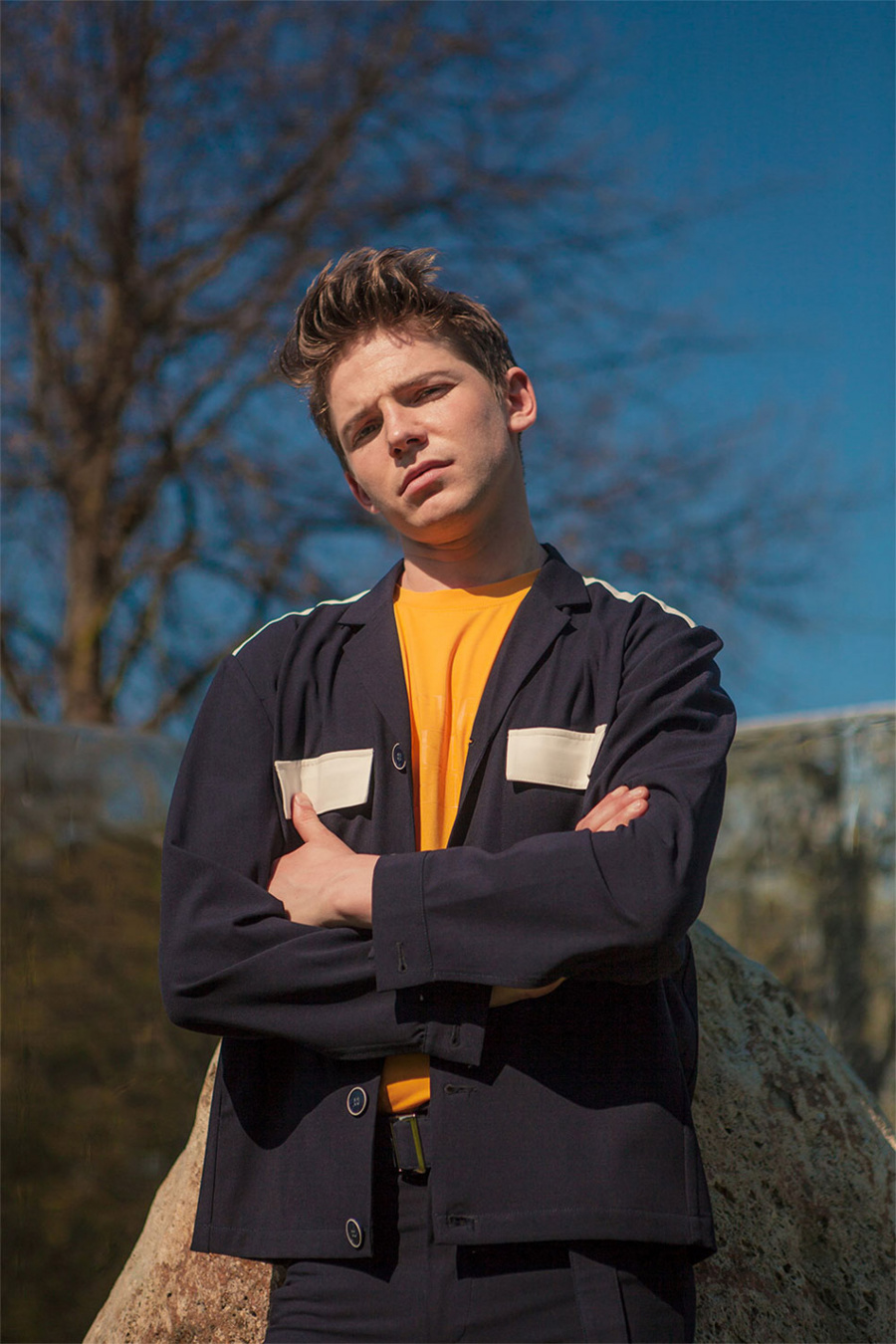 더 베리 띵(THE VERY THING) 심플 프린트 티셔츠(옐로우)