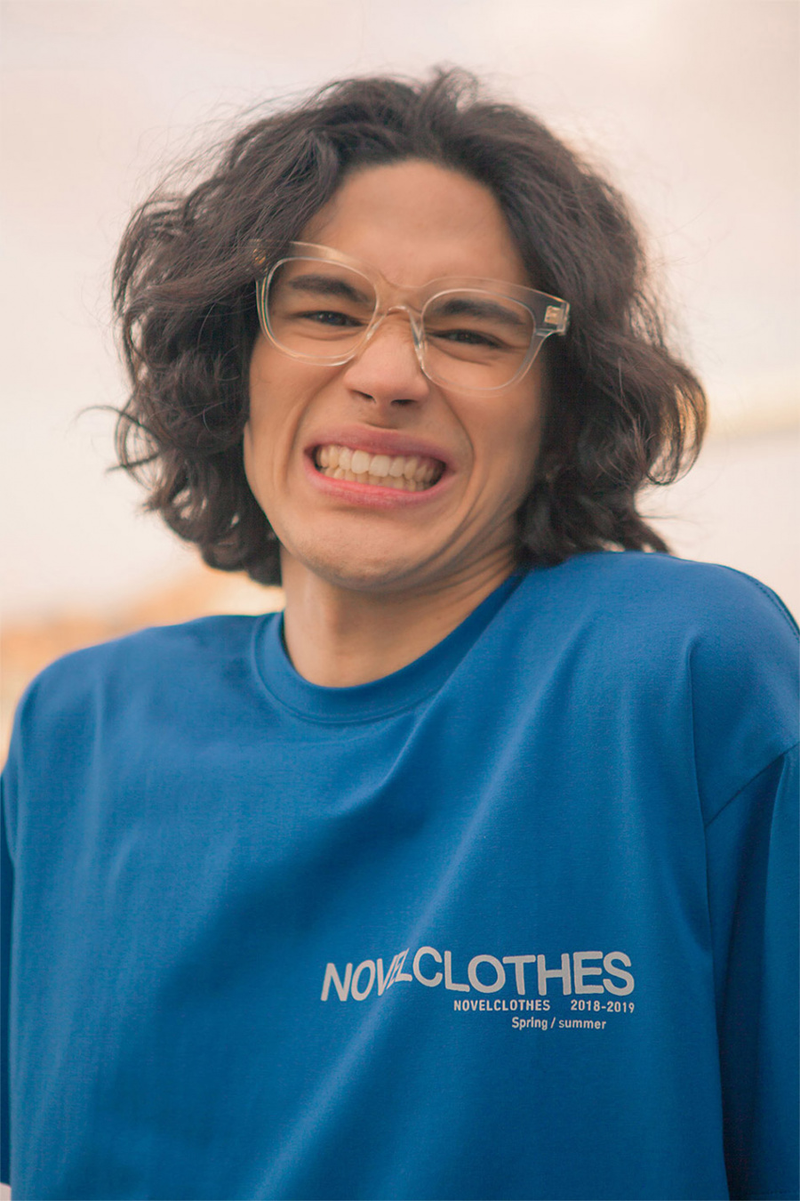 노블클로즈(NOVELCLOTHES) 레이어드 크롭 티셔츠(블루)