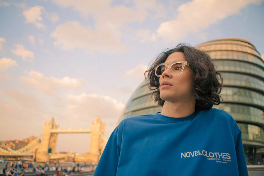 노블클로즈(NOVELCLOTHES) 레이어드 크롭 티셔츠(블루)