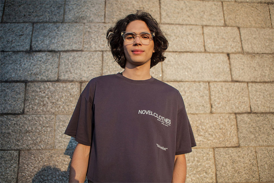 노블클로즈(NOVELCLOTHES) 레이어드 크롭 티셔츠(차콜)