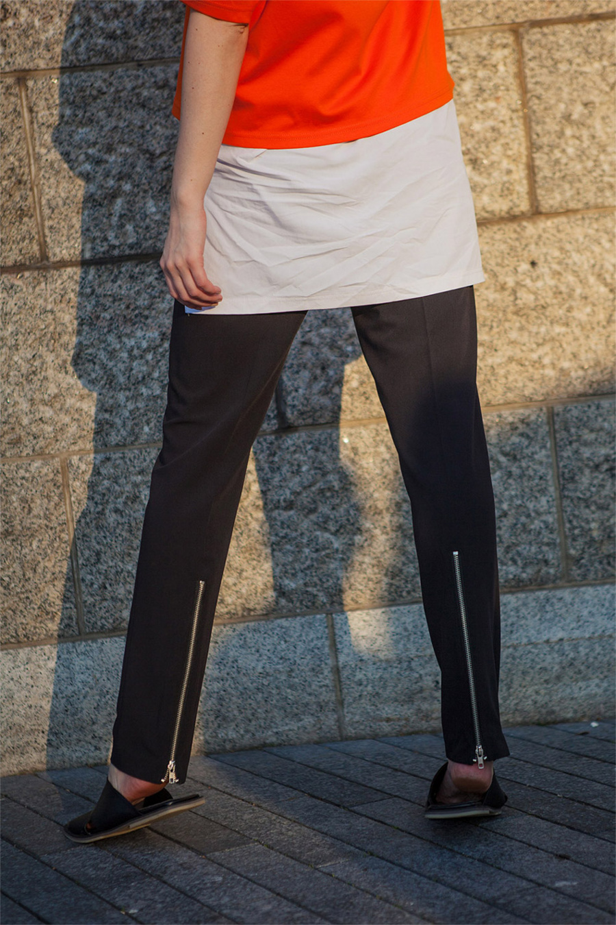 노블클로즈(NOVELCLOTHES) 레이어드 크롭 티셔츠(오렌지)