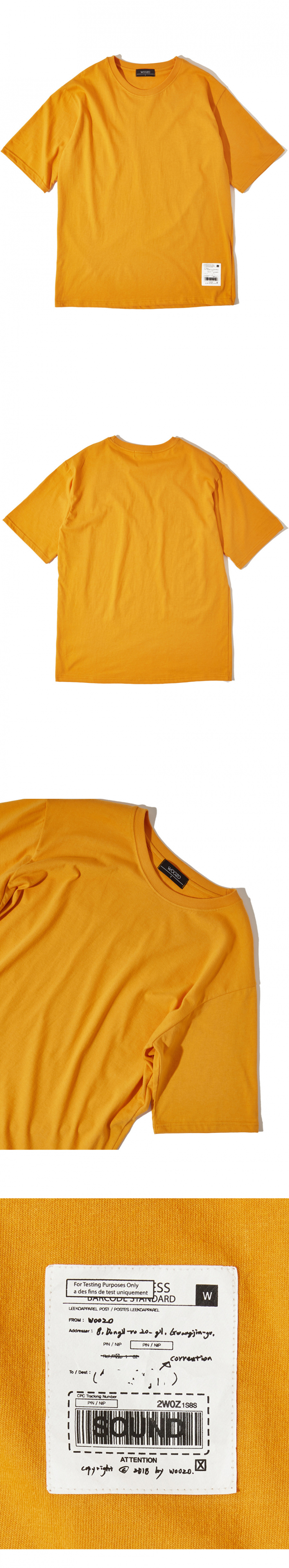우조(WOOZO) 18 SS 37 오버핏 코튼 반팔티(mustard)